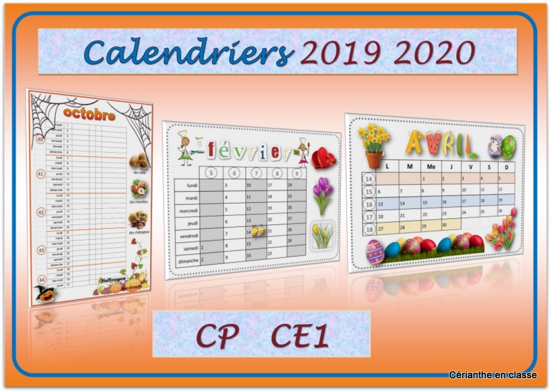 calendriers 2019 2020 présentation
