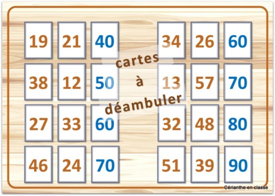 jeux de calculs CE1 cartes à déambuler 2