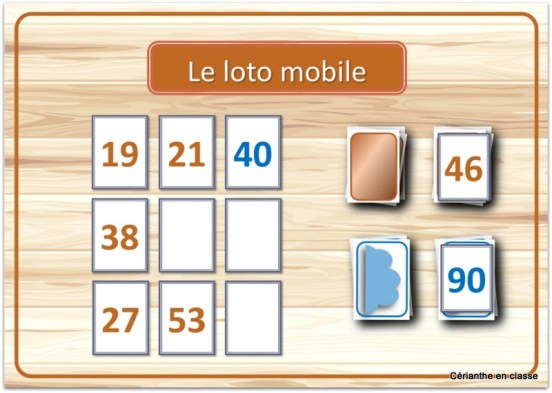 jeux de calculs CE1 loto mobile
