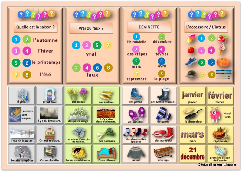 jeu de l'hiver cartes réponses