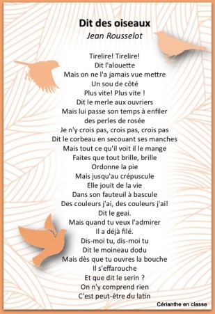 poème dit des oiseaux
