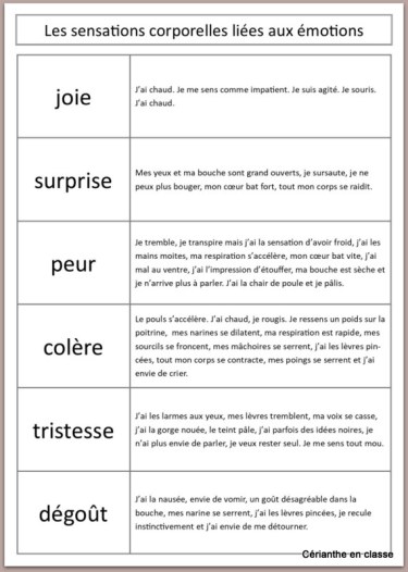 sensations liées aux émotions